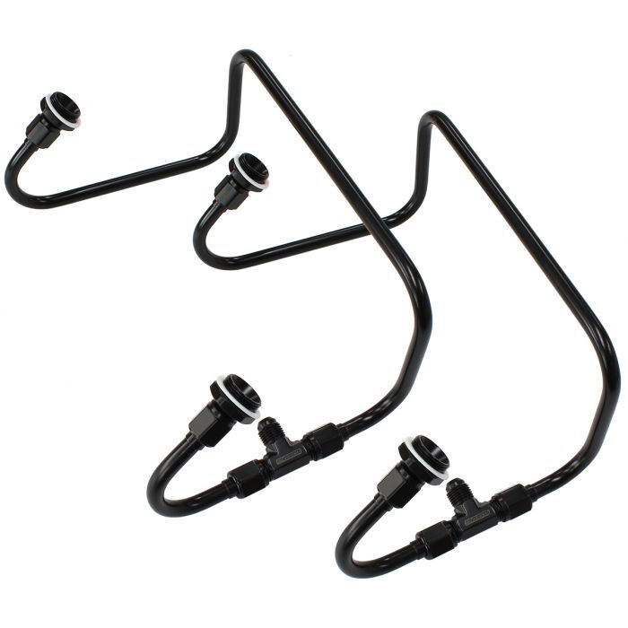 Black S/S Dual Inlet Fuel Line Kit