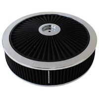 14" x 4", 7-5/16" neck Chrome Full Flow Air Filter Assembly