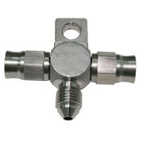 Stainless Steel Tee Block with Mount Tab -3AN