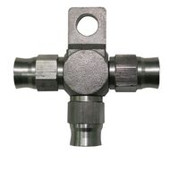 Stainless Steel Tee Block with Mount Tab -3AN