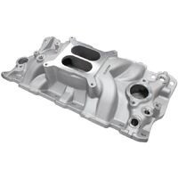 SB Chev Street Dual Plane Intake Manifold, Natural Cast Finish