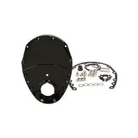 Small Block Chev 350 2-Piece Billet Timing Cover - Black Finish