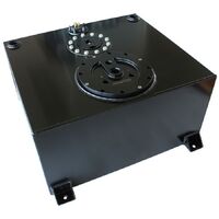 Aluminium 15 Gallon (57L) Fuel Cell Flat Bottom Triple 60mm Pump Hanger & Fuel Sender (Black)
