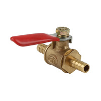 Brass Shut-Off Ball Valve w/Pneumatic Handle - 6mm Hose Barbs