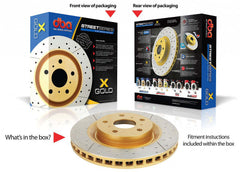 T2 Slotted & Drilled X-GOLD Front Rotors PAIR (STI MY02-17 Brembos)-1