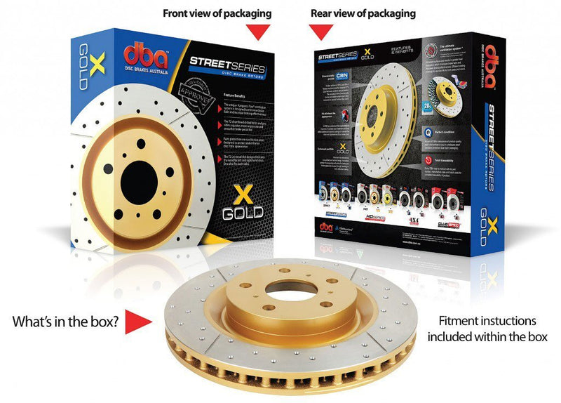 T2 Slotted & Drilled X-GOLD Rear Rotors PAIR (STI MY02-07 Brembos)-1